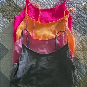 Women's Ribbed Tank Top Set - Pink, Orange, Gray